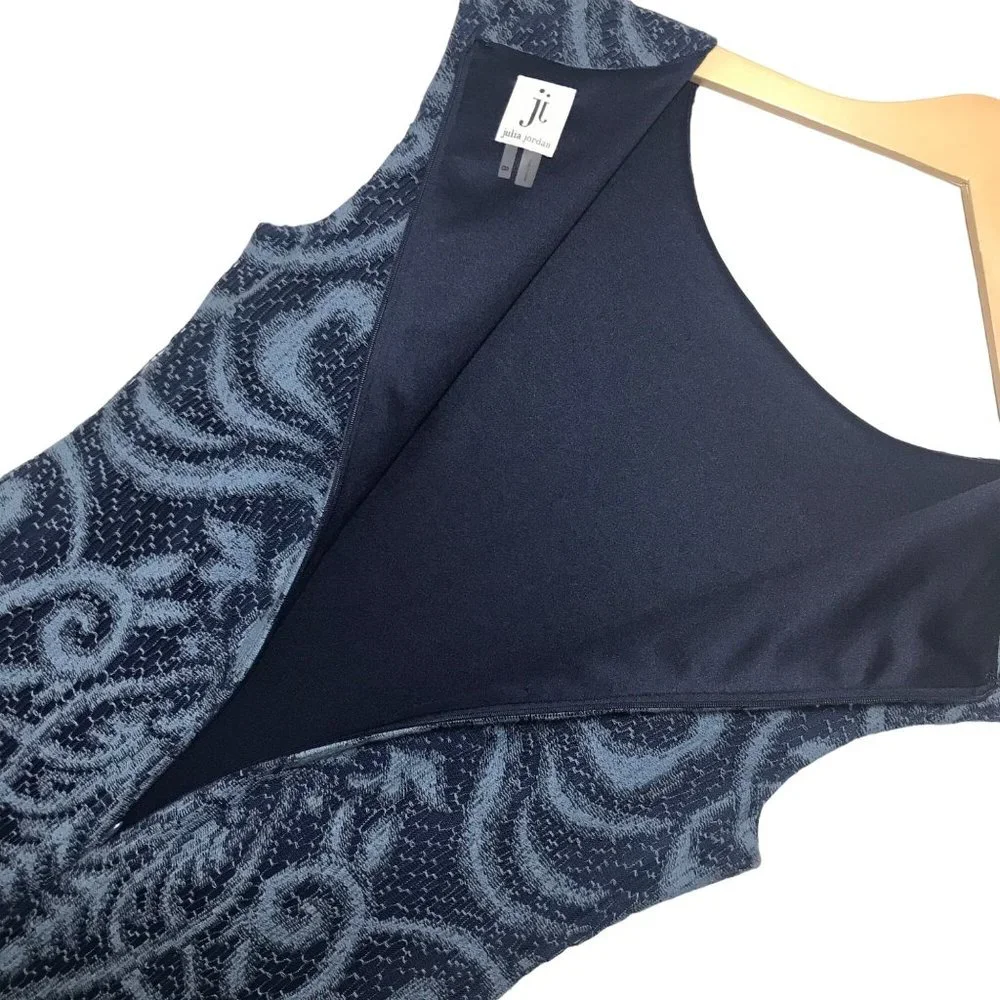 Julia Jordan Blue Crochet Lace Sheath Dress Cap Sleeve Women’s Size 8 - Picture 8 of 9